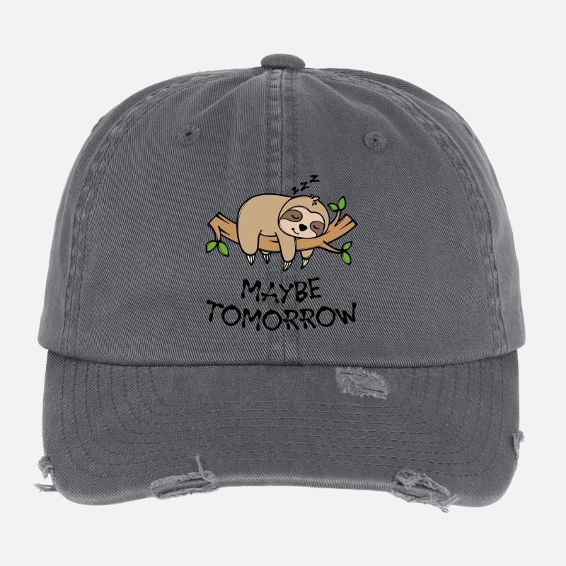 Animal Statement Sloth Jungle Lazy Sleeping Flexfit Vintage Destroyed Cap