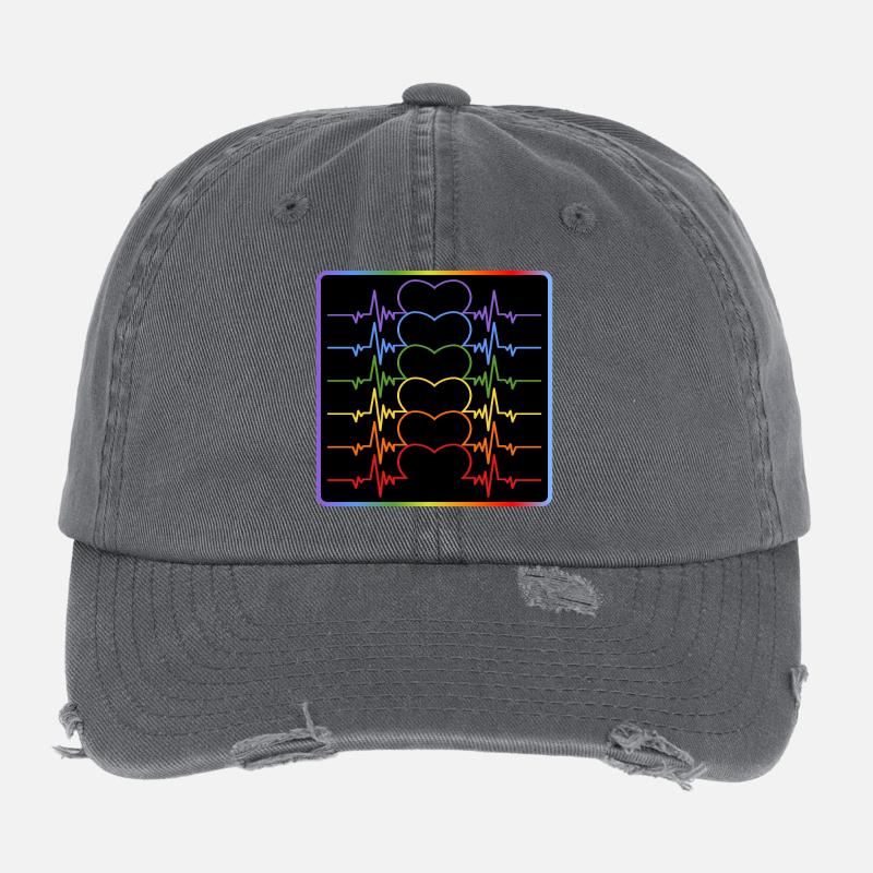 DRAPEAU LGBTQIA - HEARTBEAT PRIDE Casquette vintage effet usé Flexfit