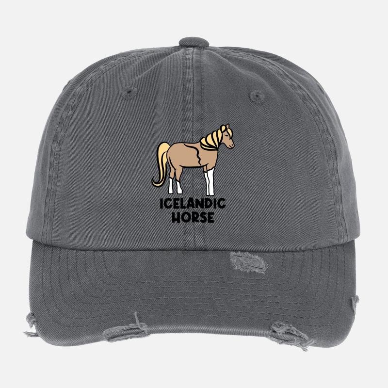 Islandpferde Pferdenarr Haflinger Ross Spruch Flexfit Vintage Destroyed Cap