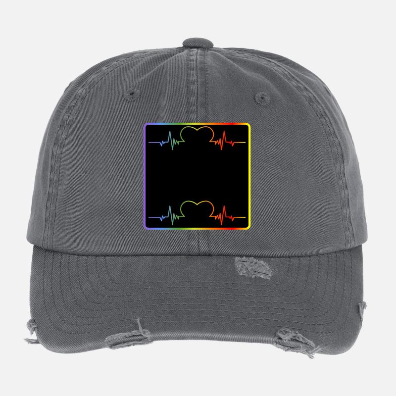 NAME TAG - DESIGN YOURSELF - RAINBOW COLORS Flexfit Vintage Destroyed Cap