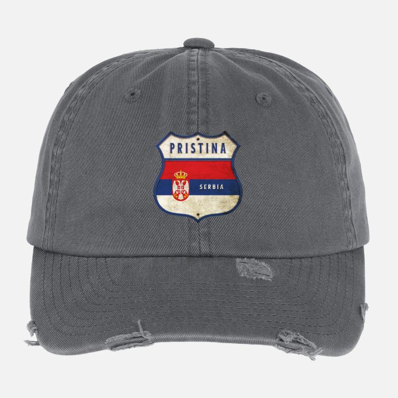 Design du drapeau de la Serbie de Pristina Casquette vintage effet usé Flexfit