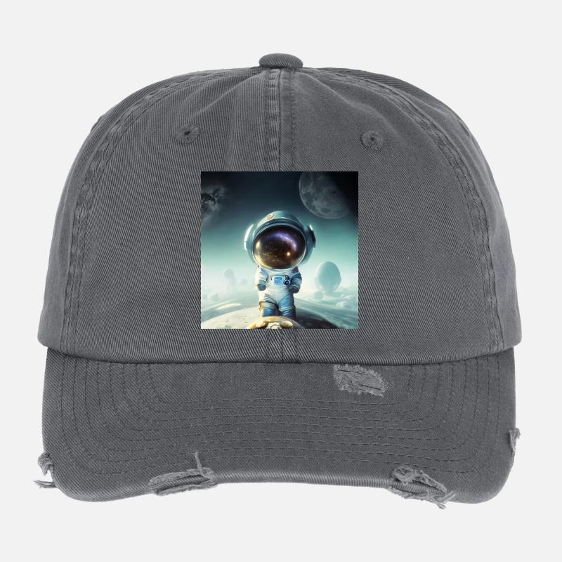 Der kleine Astronaut auf einem Planeten Flexfit Vintage Destroyed Cap