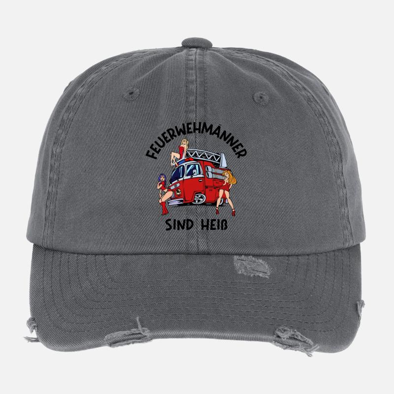 Feuerwehr Brandschutz Lebensretter Statement Flexfit Vintage Destroyed Cap