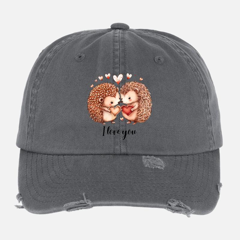Loving hedgehogs - Flexfit Vintage Destroyed Cap - dark grey