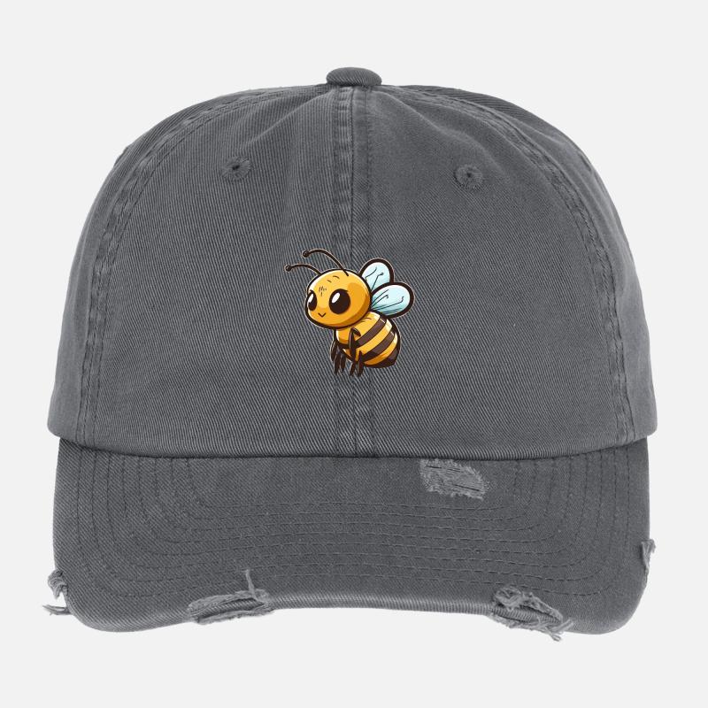Cute Comic Bee Flexfit Vintage Destroyed Cap