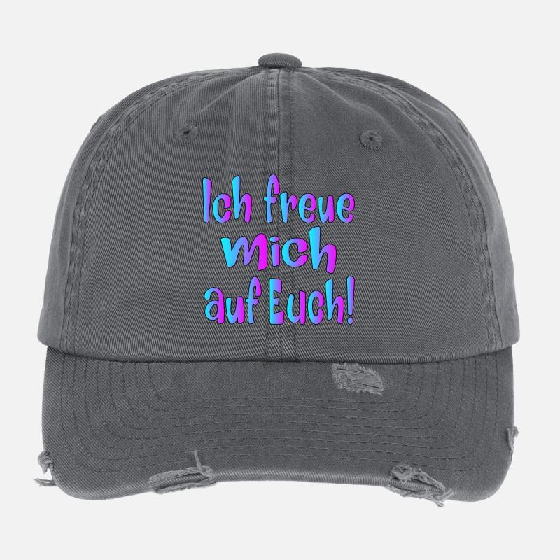 Ich freue mich auf EUCH - SPRÜCHE Flexfit Vintage Destroyed Cap
