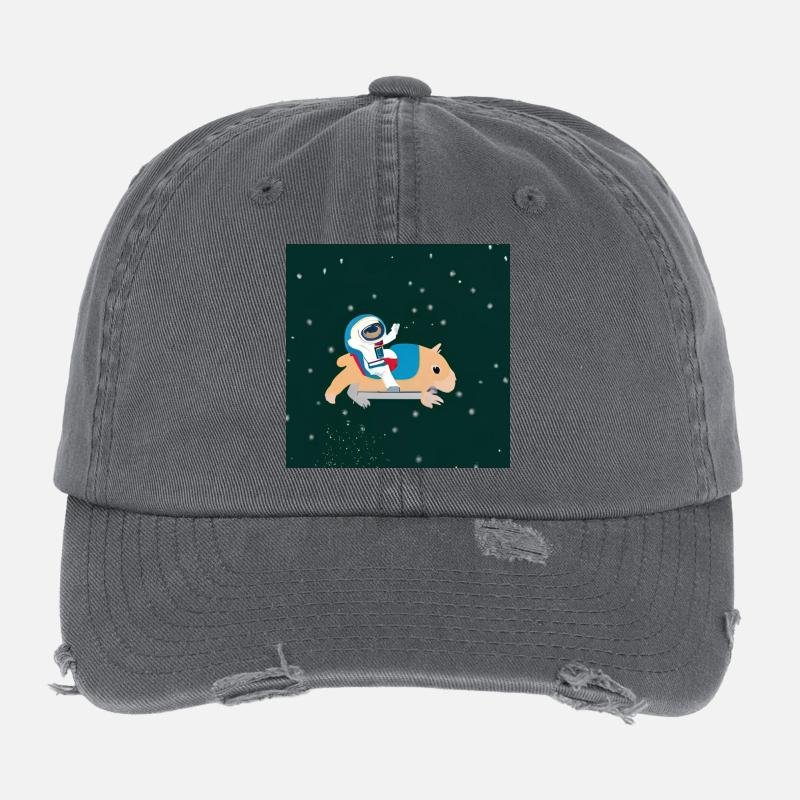 Astronaute sur un capybara spatial Casquette vintage effet usé Flexfit