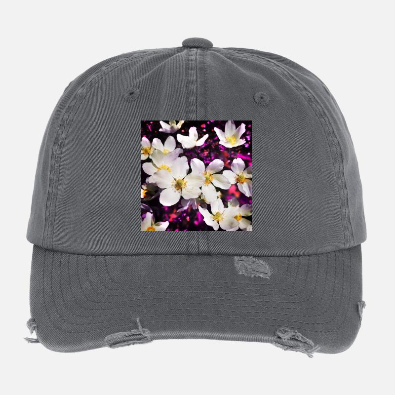 Anémones blanches Casquette vintage effet usé Flexfit