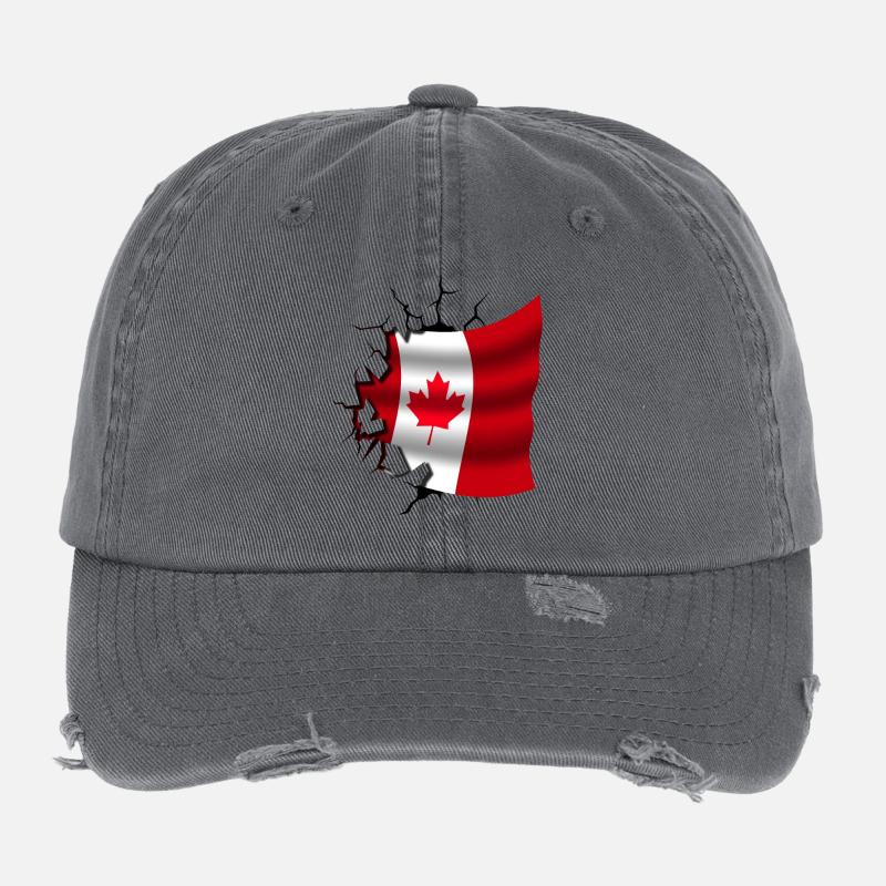 Drapeau du Canada - Canada - Drapeau Broken Design Casquette vintage effet usé Flexfit