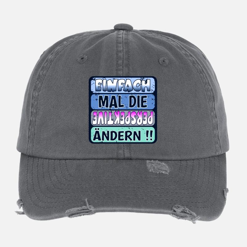 VERÄNDERUNG SPRÜCHE - WEISHEIT PERSPEKTIVE ÄNDERN Flexfit Vintage Destroyed Cap