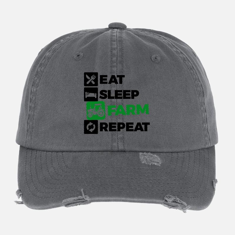 Kraftfahrzeug Traktor Statement Ackerbau Biobauer Flexfit Vintage Destroyed Cap