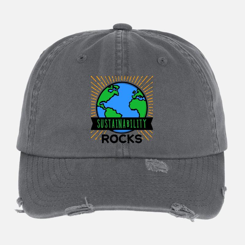 Earth Mother Nature Sustainability Statement Environment Flexfit Vintage Destroyed Cap