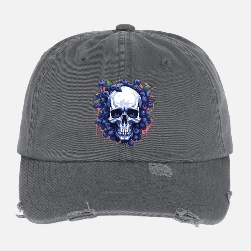 Beeren-Schädelkunst Blau Flexfit Vintage Destroyed Cap
