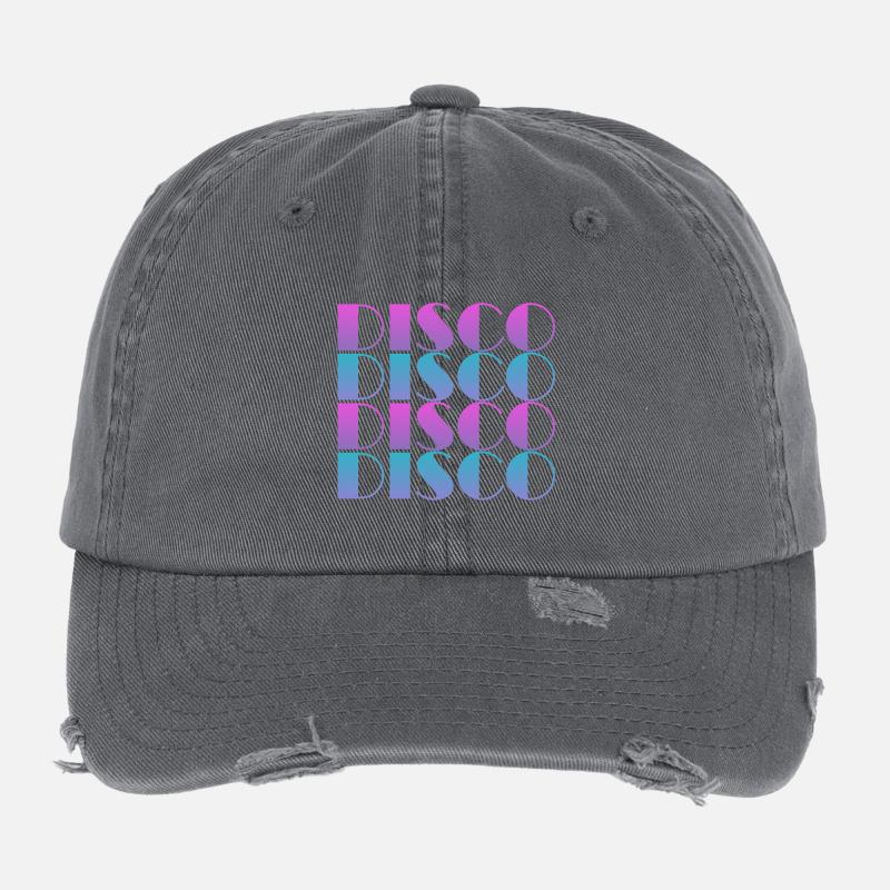 Lebendiges Disco-Textmuster-Design Flexfit Vintage Destroyed Cap