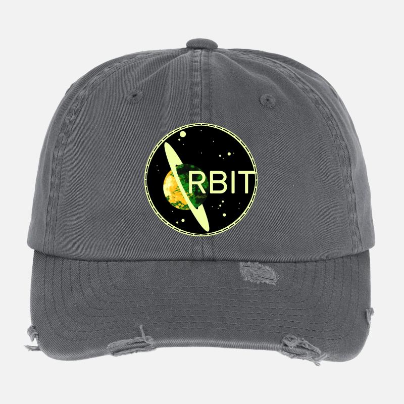 Saturn Orbit Planet space Umlaufbahn 70s Universum Flexfit Vintage Destroyed Cap