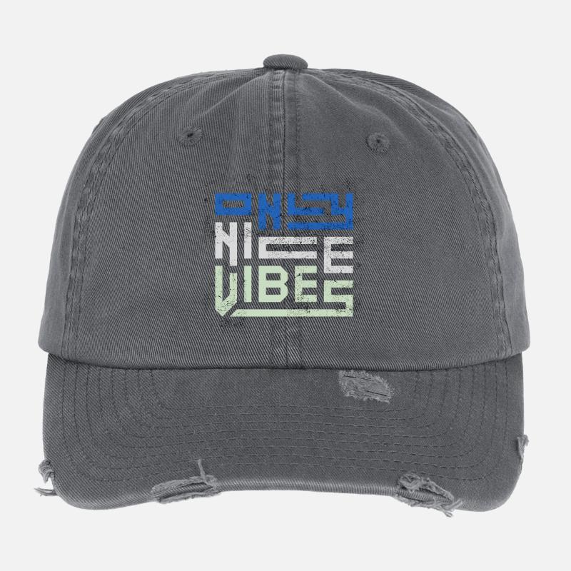 Only Nice Vibes Distressed Typography Flexfit Vintage Destroyed Cap
