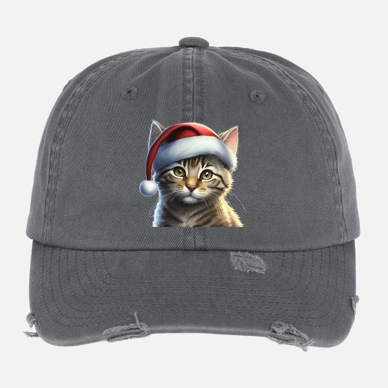 Kätzchen mit Weihnachtsmütze Flexfit Vintage Destroyed Cap