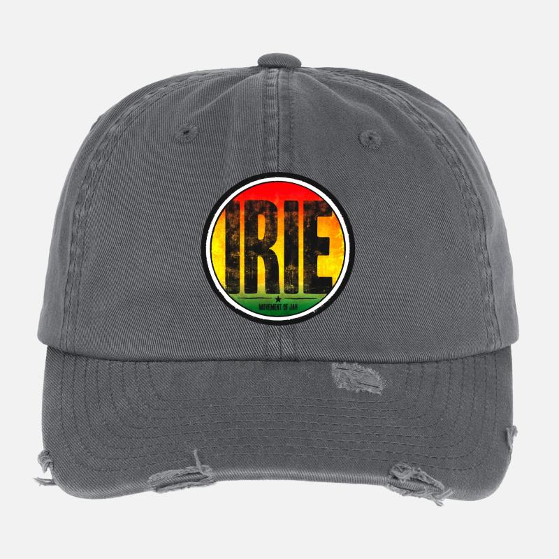 Rasta-coloured irie motifs Flexfit Vintage Destroyed Cap