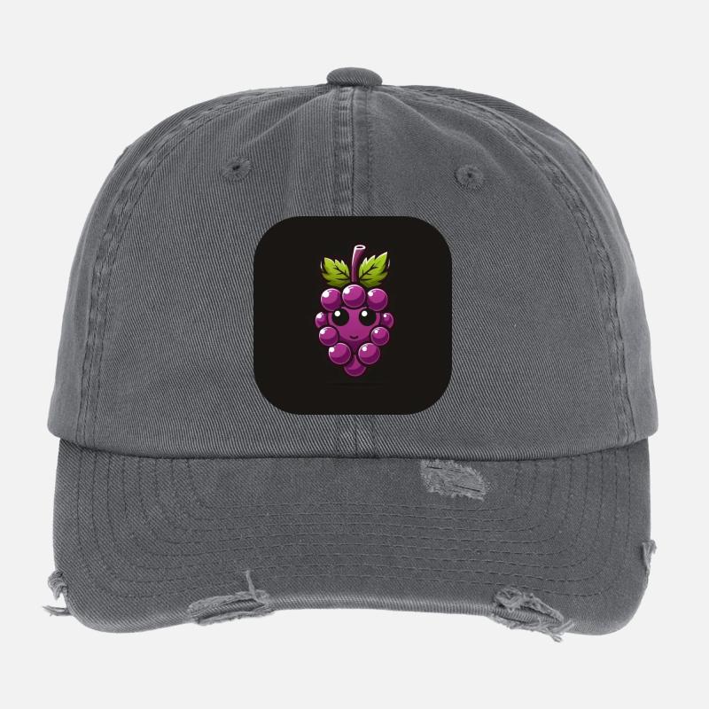 Purple grape with face Flexfit Vintage Destroyed Cap