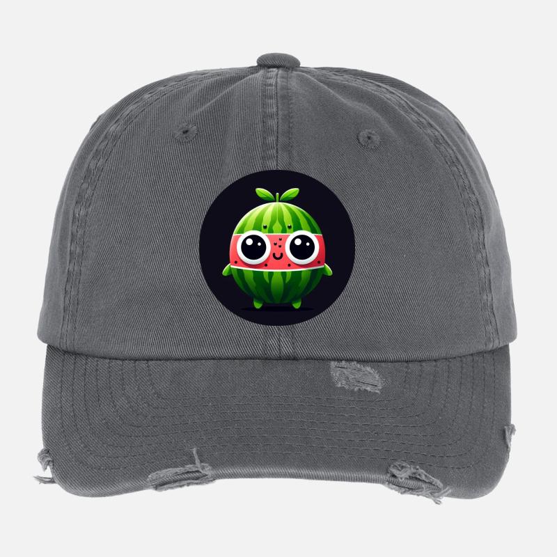 Wassermelone mit Augen im Comic Stil Flexfit Vintage Destroyed Cap
