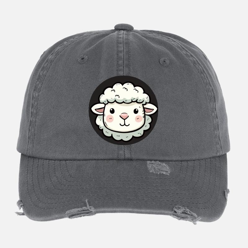 Cute Sheep Head Flexfit Vintage Destroyed Cap