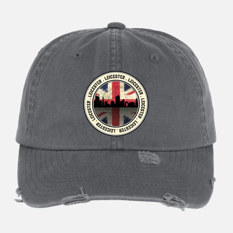 Médaillon de l’Union Jack de Leicester Skyline Casquette vintage effet usé Flexfit