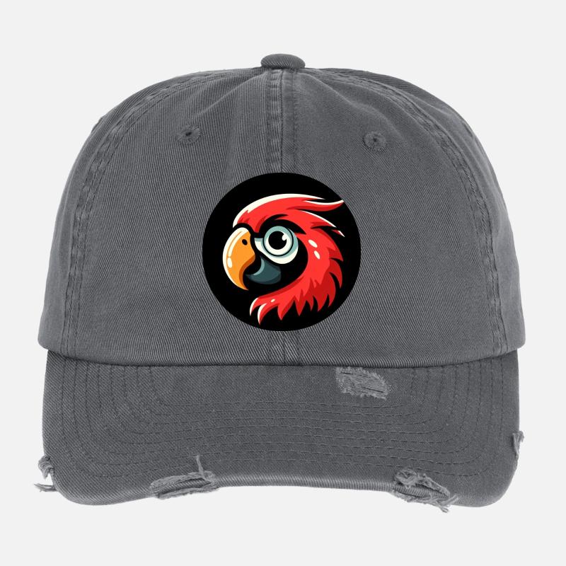 Parrot head in comic style Flexfit Vintage Destroyed Cap