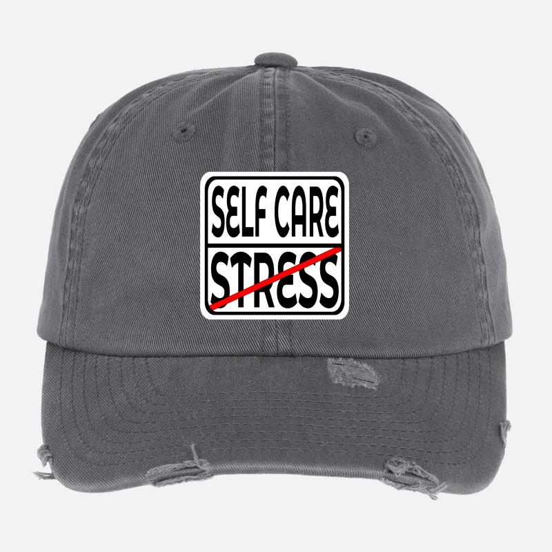 STOP STRESS - FOCUS SELF CARE SIGN Flexfit Vintage Destroyed Cap