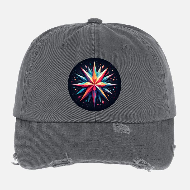 Polygon Star Colorful Flexfit Vintage Destroyed Cap