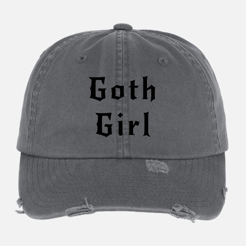 Gothic Mädchen schwarz - Flexfit Vintage Destroyed Cap - Dunkelgrau