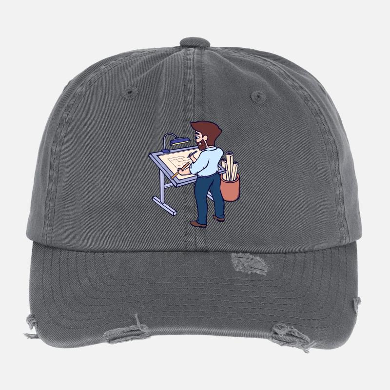 Project Manager Architect Job Supervisor Career Flexfit Vintage Destroyed Cap