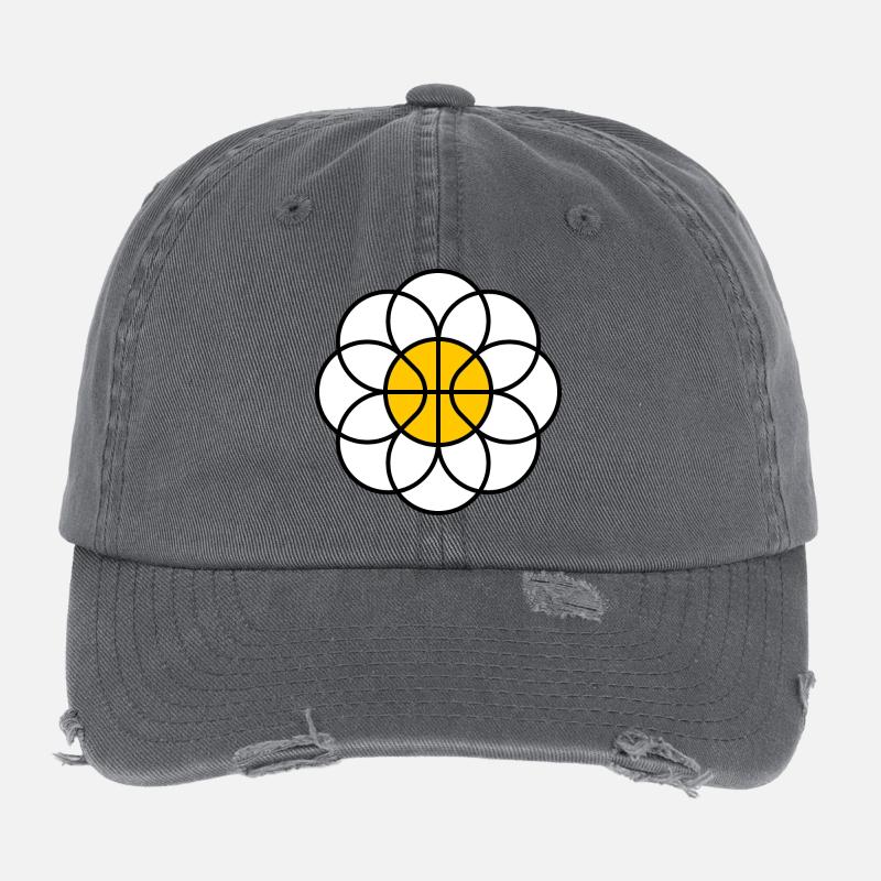 Basketball-Gänseblümchen-Blumen-Mandala Flexfit Vintage Destroyed Cap