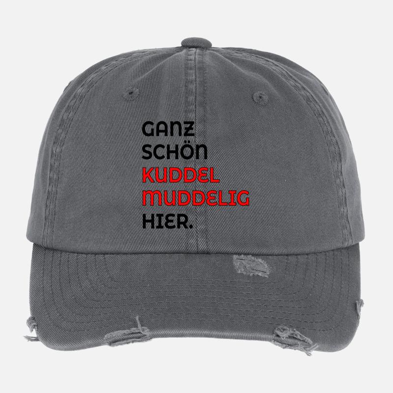 KUDDELMUDDELIG PLATTDEUTSCH SPRÜCHE Flexfit Vintage Destroyed Cap