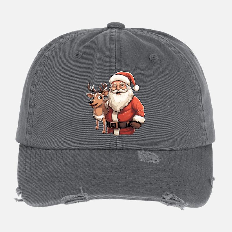 Weihnachtsmann mit renntier Flexfit Vintage Destroyed Cap