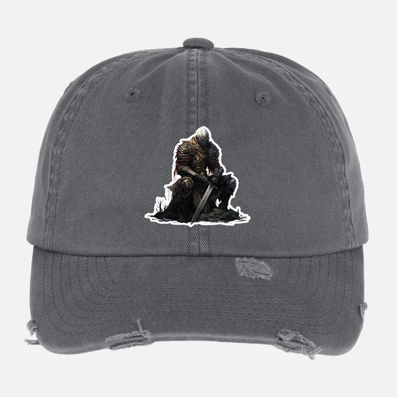 Warrior Armor Sword Campfire Fantasy Shirt Flexfit Vintage Destroyed Cap