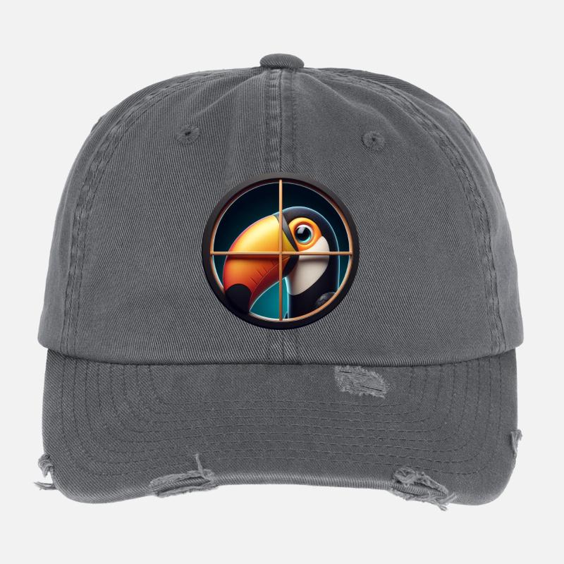 Toucan Cartoon Comic Flexfit Vintage Destroyed Cap