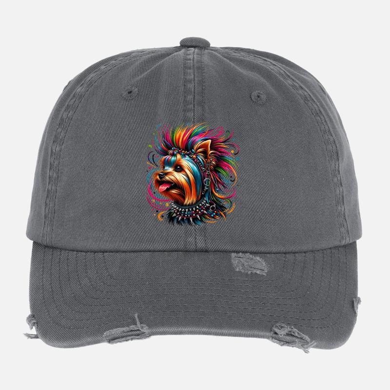 Yorkshire Terrier Punk Flexfit Vintage Destroyed Cap