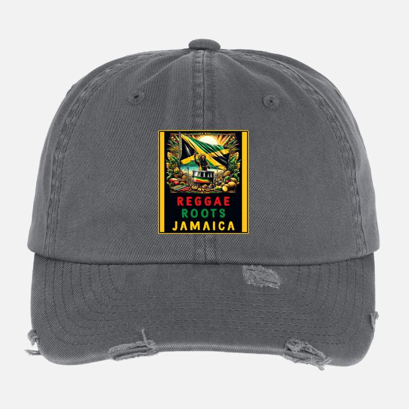 Reggae Wurzeln Jamaika Flexfit Vintage Destroyed Cap
