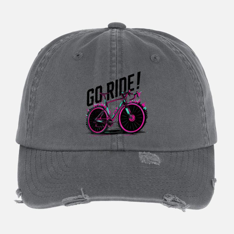 Illustration d’aventure à vélo au néon Casquette vintage effet usé Flexfit