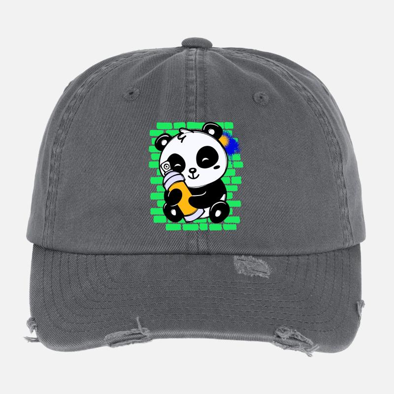 Graffiti Panda Dessin Illustration Bombe Aérosol Casquette vintage effet usé Flexfit