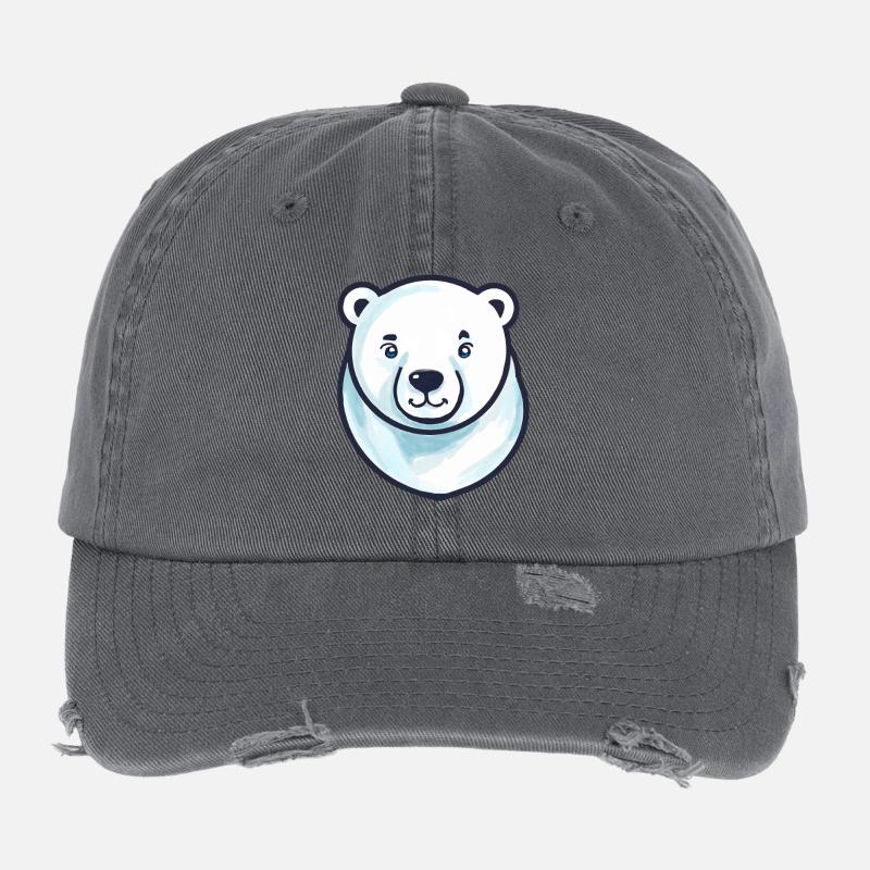Eisbär-Kopf (Comic) Flexfit Vintage Destroyed Cap