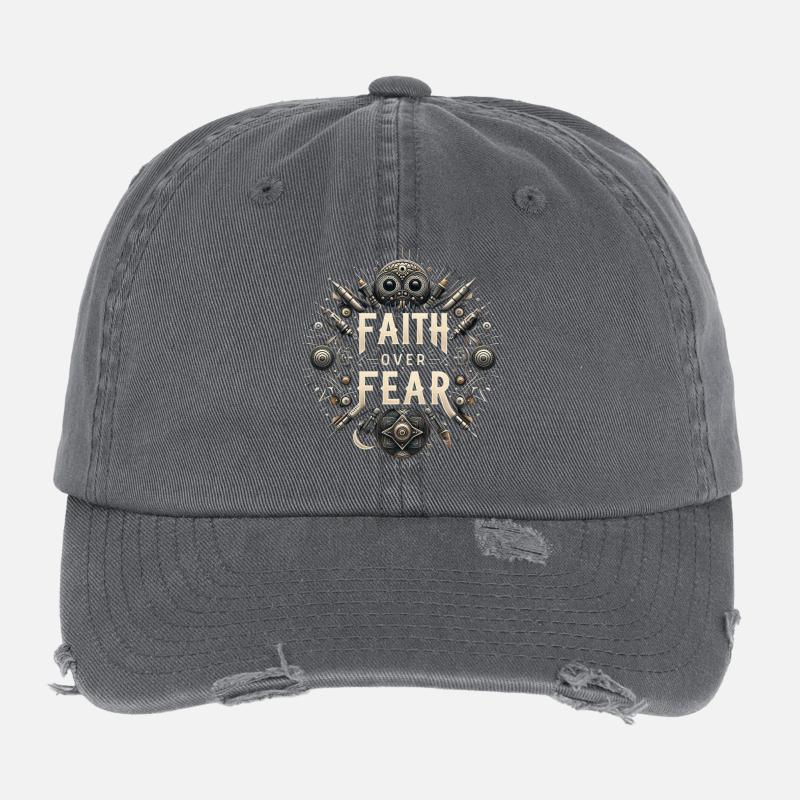 Glaube über Angst Steampunk Flexfit Vintage Destroyed Cap