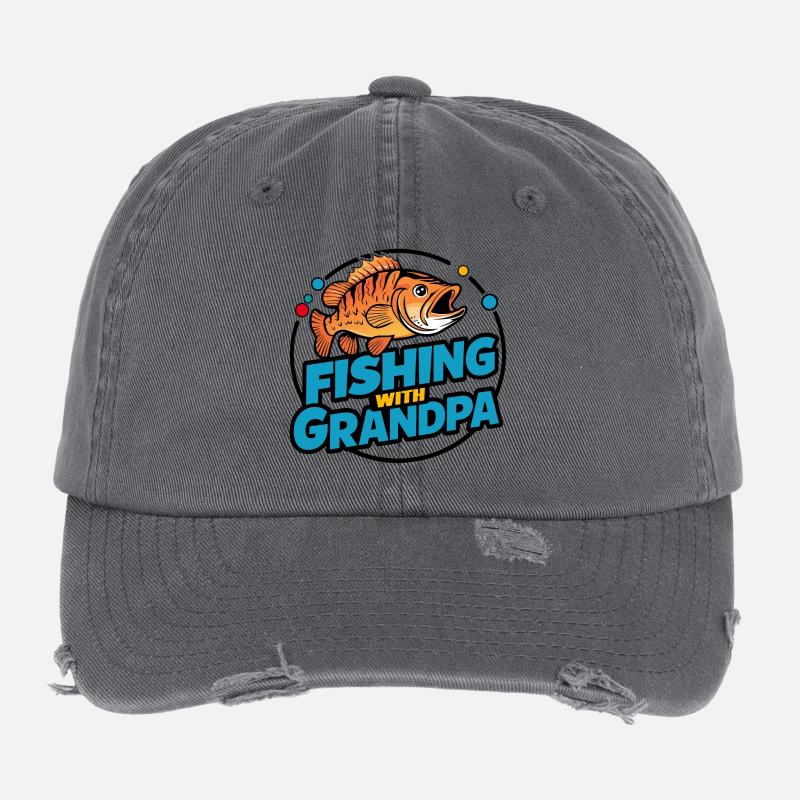 Angeln mit Opa mit buntem Fischdesign Flexfit Vintage Destroyed Cap