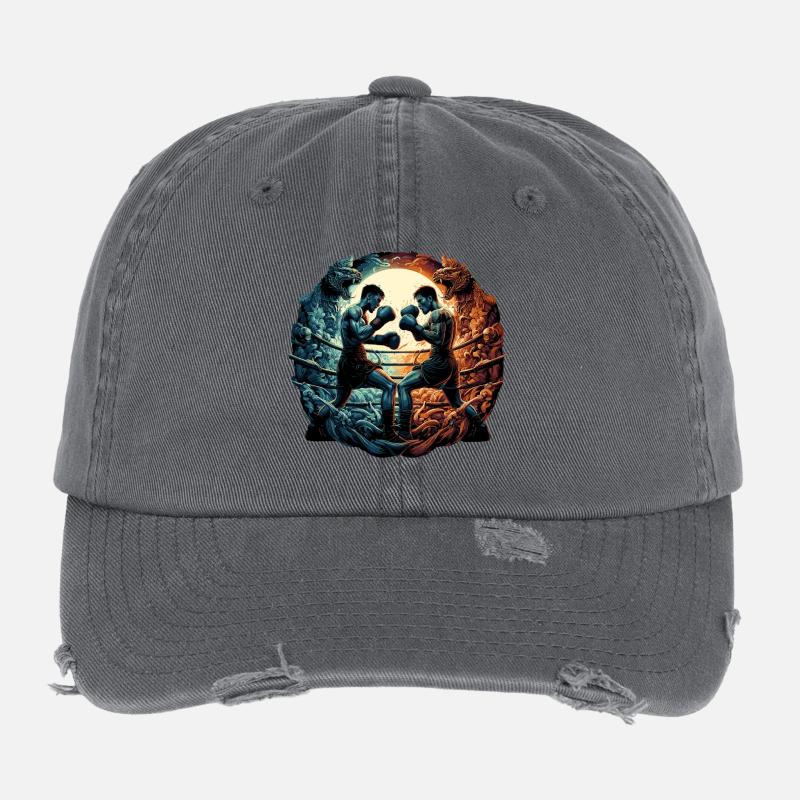 Muay Thai Thaiboxen Kickboxen Boxen Geschenk Flexfit Vintage Destroyed Cap