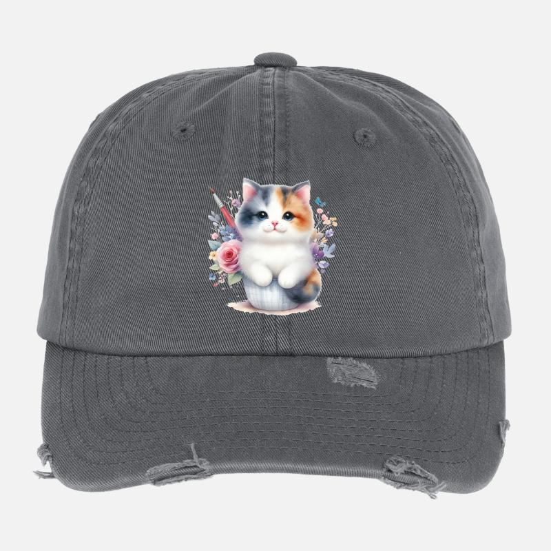 Chat mignon Casquette vintage effet usé Flexfit