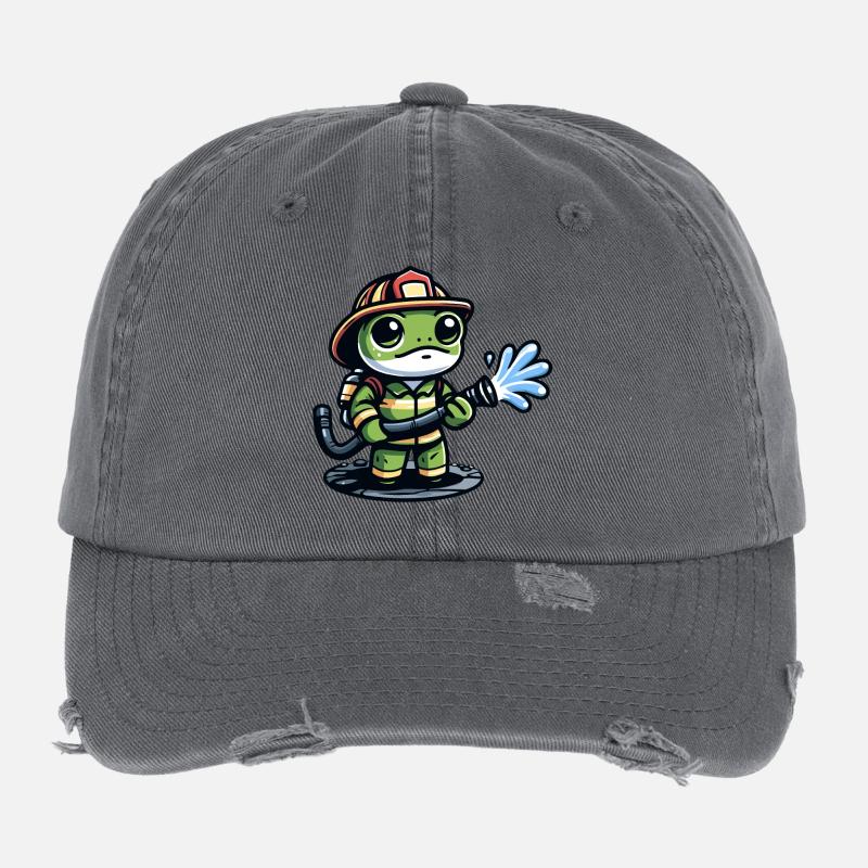 Feuerwehrmann Ribbit: Der tapfere Teichverteidiger Flexfit Vintage Destroyed Cap