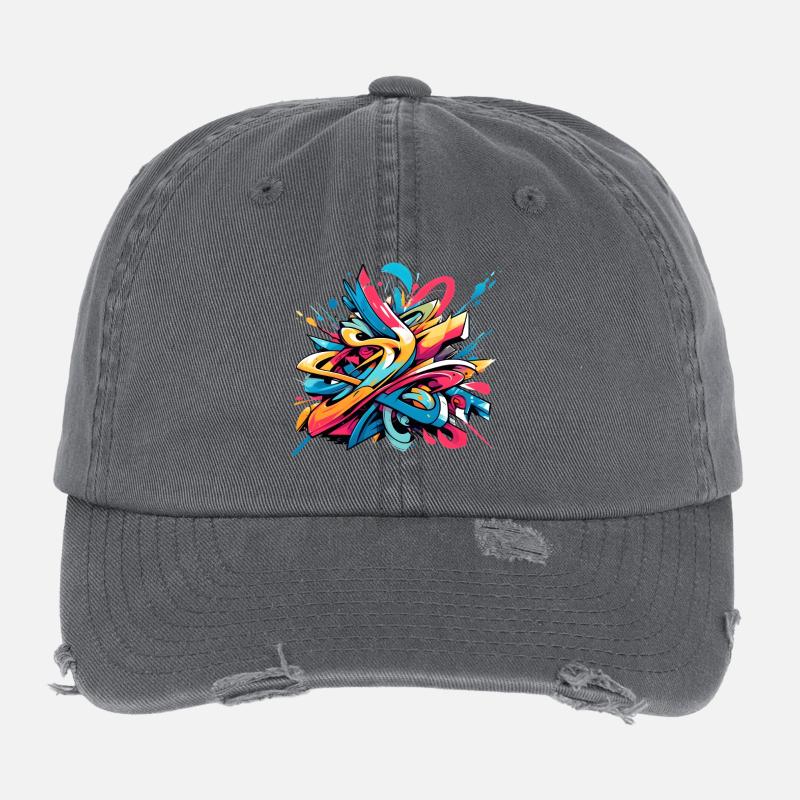 Illustration de graffiti dynamique coloré cool Casquette vintage effet usé Flexfit