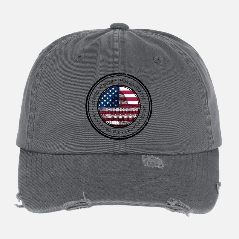 Capitol Flag Circle Emblem Flexfit Vintage Destroyed Cap