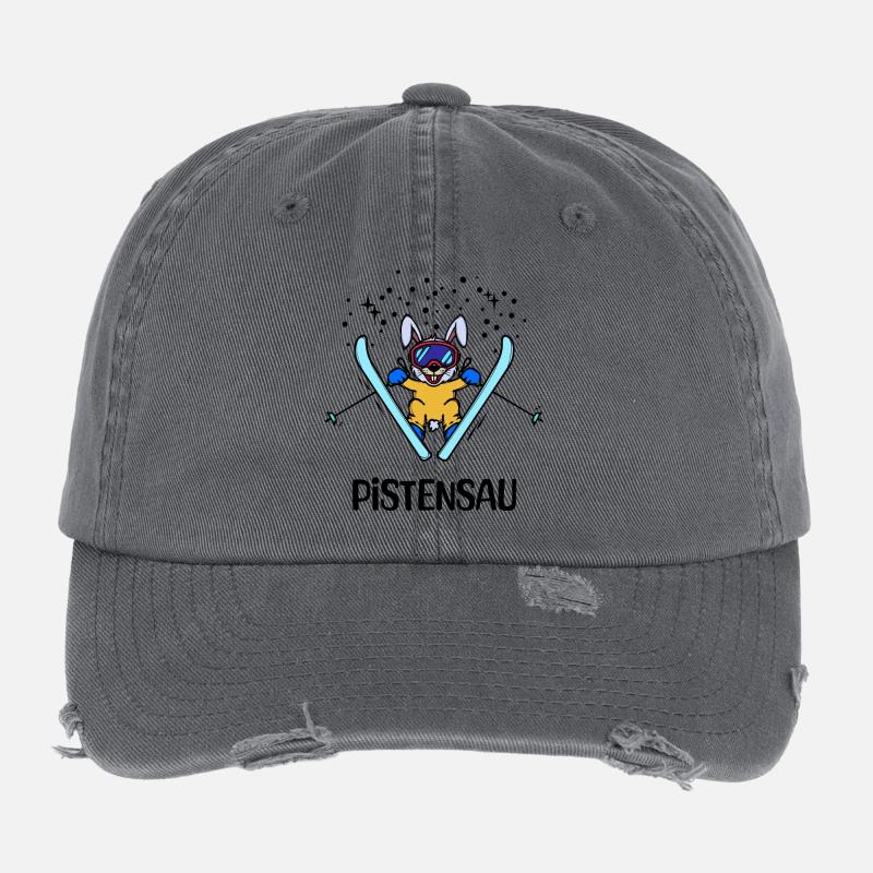 Skifahrer Wintersport Spruch Eislaufen Schnee Kalt Flexfit Vintage Destroyed Cap