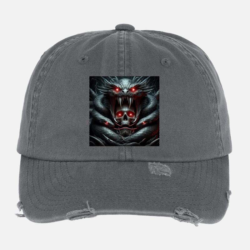 Skull devoured by snakes Flexfit Vintage Destroyed Cap